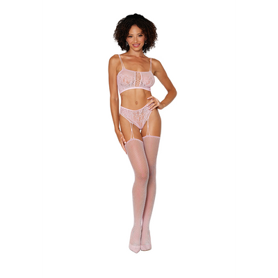 Bralette und Garter Hose Diamond - Einheitsgröße - Pink