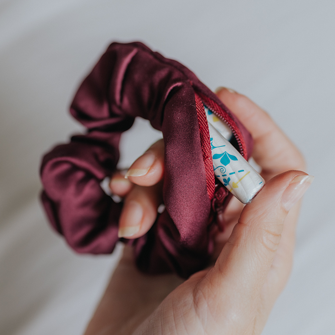 Scrunchie mit Geheimtasche - Lila