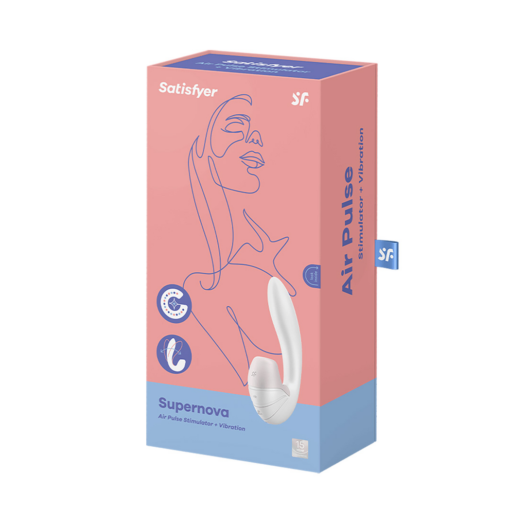 Supernova - Einsetzbarer Doppel-Luftstoß-Vibrator - Weiß