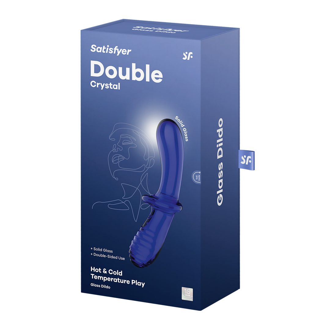 Doppelter Kristall - Glas Dildo - Hellblau