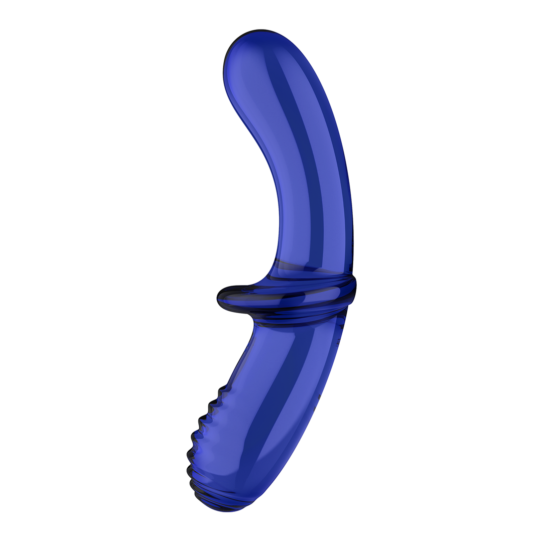Doppelter Kristall - Glas Dildo - Hellblau