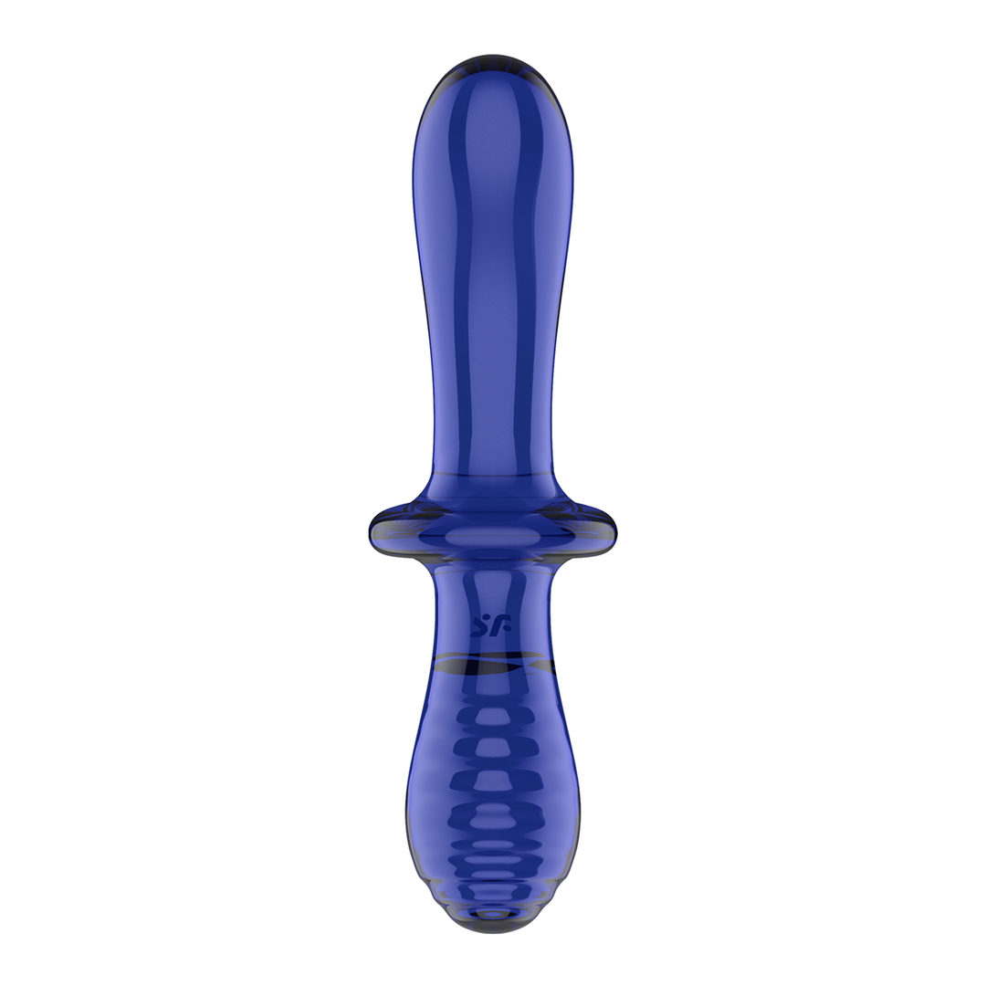 Doppelter Kristall - Glas Dildo - Hellblau