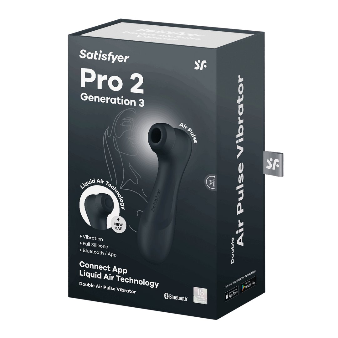 Pro 2 Generation 3 - Doppel-Luftstoß-Vibrator - Flüssig Luft und Connect App - Schwarz