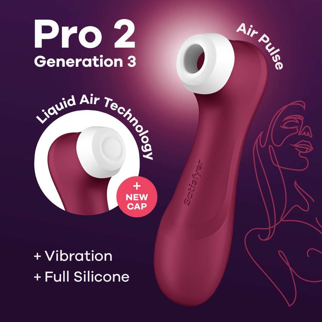 Pro 2 Generation 3 - Doppel-Luftstoß-Vibrator - Flüssige Luft - Weinrot