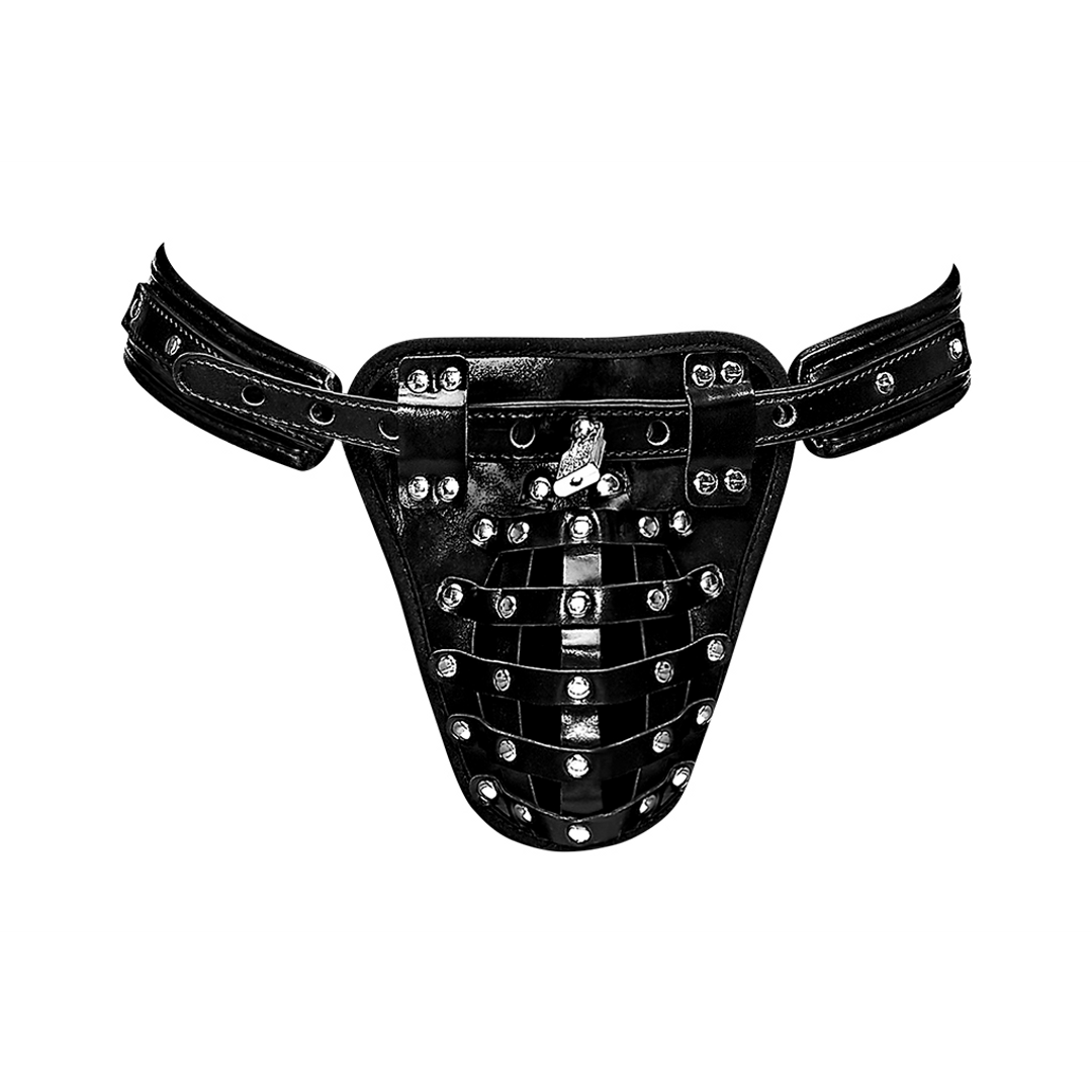 Taurus - Imitationsleder Keuschheitskäfig Thong - Einheitsgröße - Schwarz