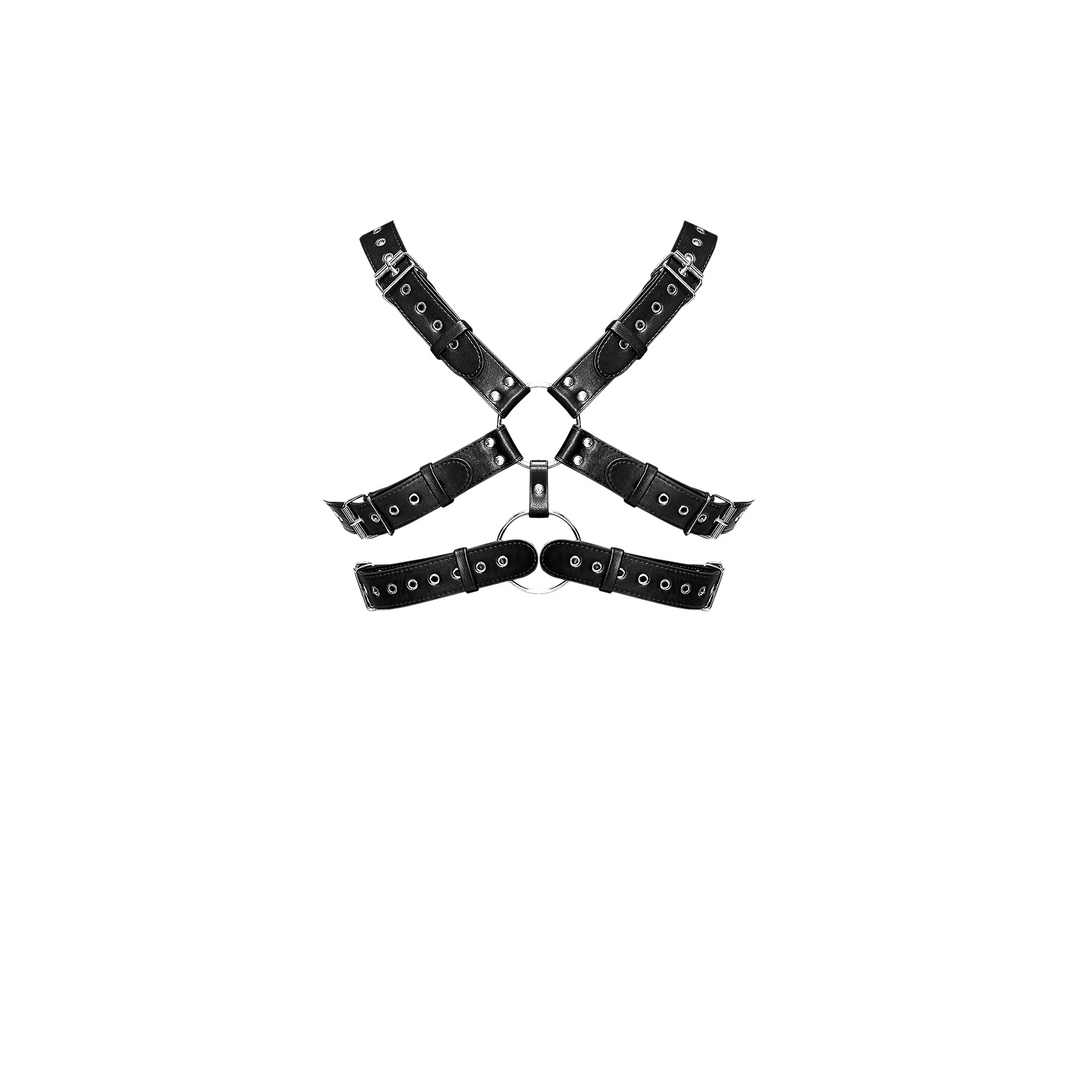 Gemini - Imitationsleder Harness - Einheitsgröße - Schwarz