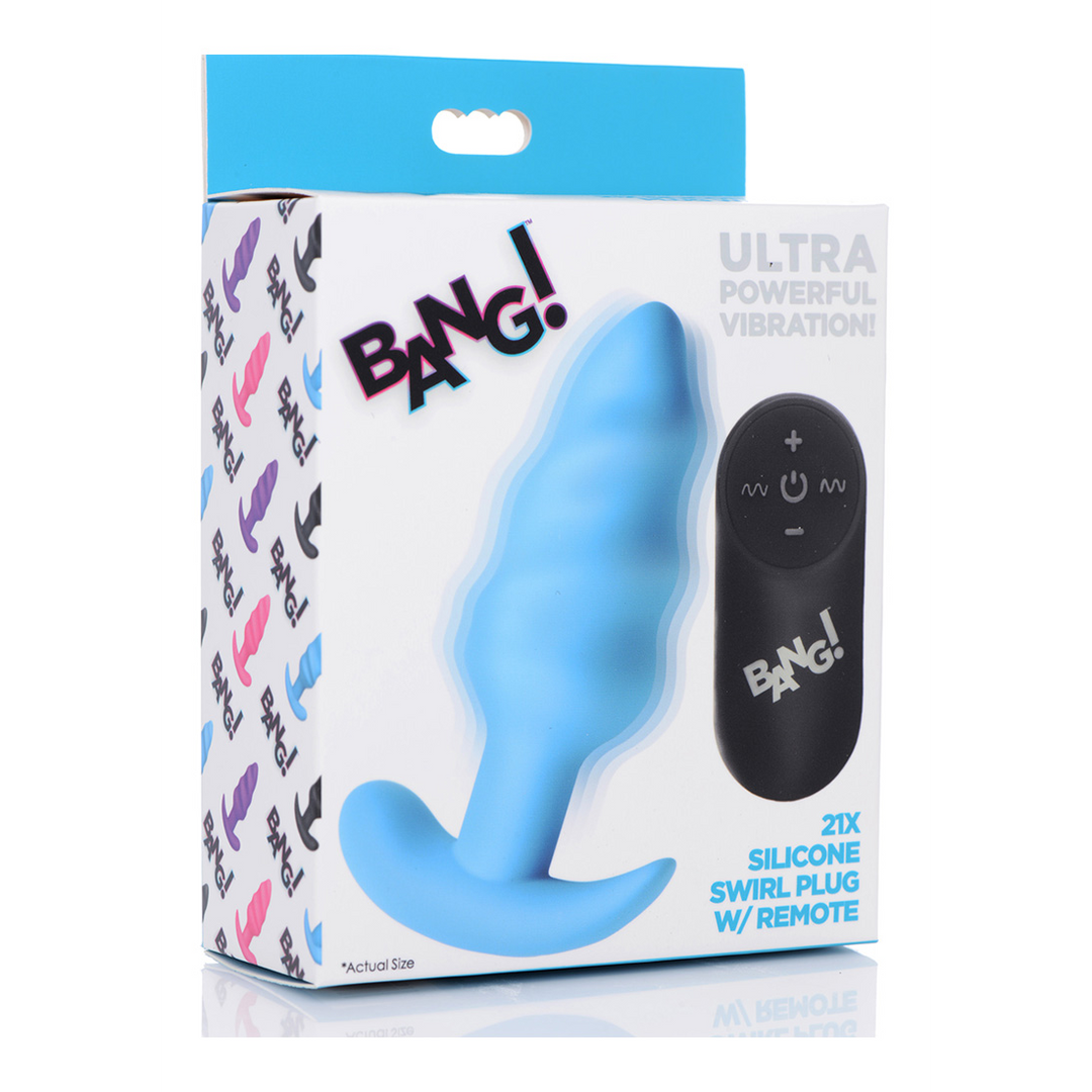 Vibrierender Silikon Swirl Butt Plug mit Fernbedienung