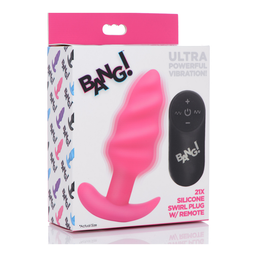 Vibrierender Silikon Swirl Butt Plug mit Fernbedienung