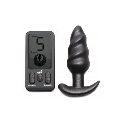 Vibrierender Silikon Swirl Plug mit Fernbedienung und 25 Geschwindigkeiten