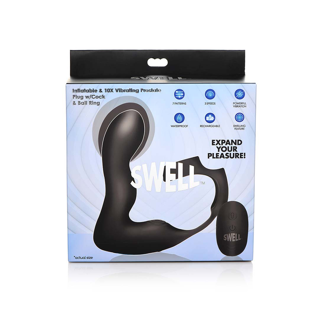 Aufblasbarer und vibrierender Prostata-Stecker + Penis- und Hodenring
