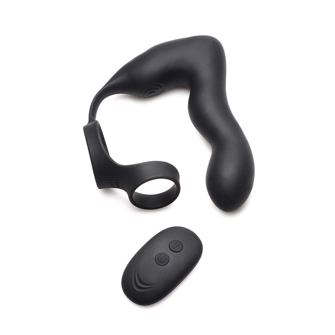 Aufblasbarer und vibrierender Prostata-Stecker + Penis- und Hodenring