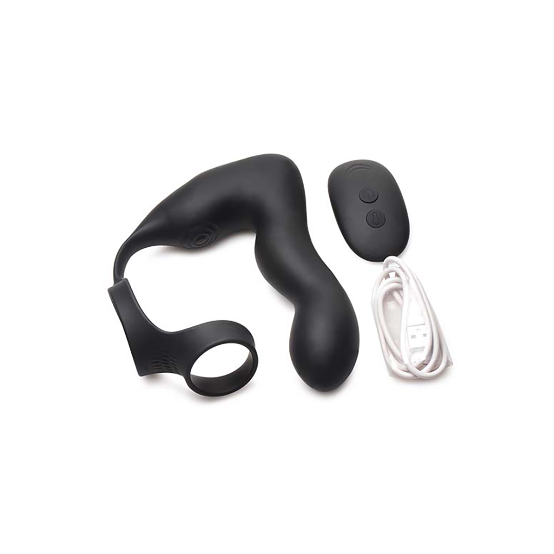 Aufblasbarer und vibrierender Prostata-Stecker + Penis- und Hodenring