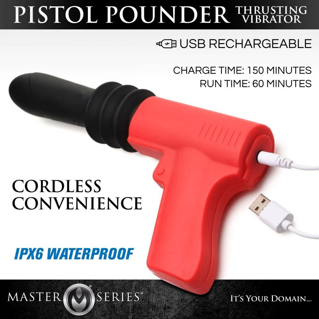Thrusting Pistola Vibrator - Rot