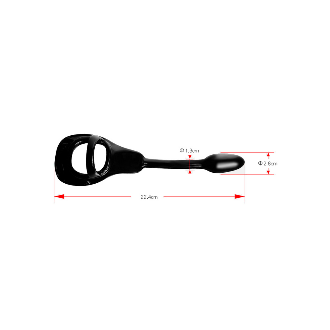 Rüstung Zugverschluss - Cockring mit Ballstrap und Butt Plug - Klein