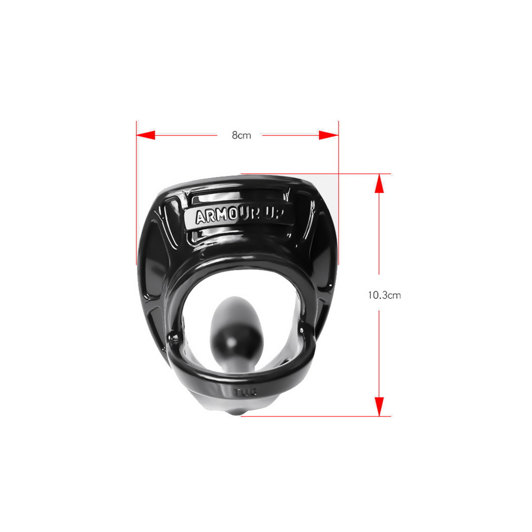 Rüstung Zugverschluss - Cockring mit Ballstrap und Butt Plug - Klein