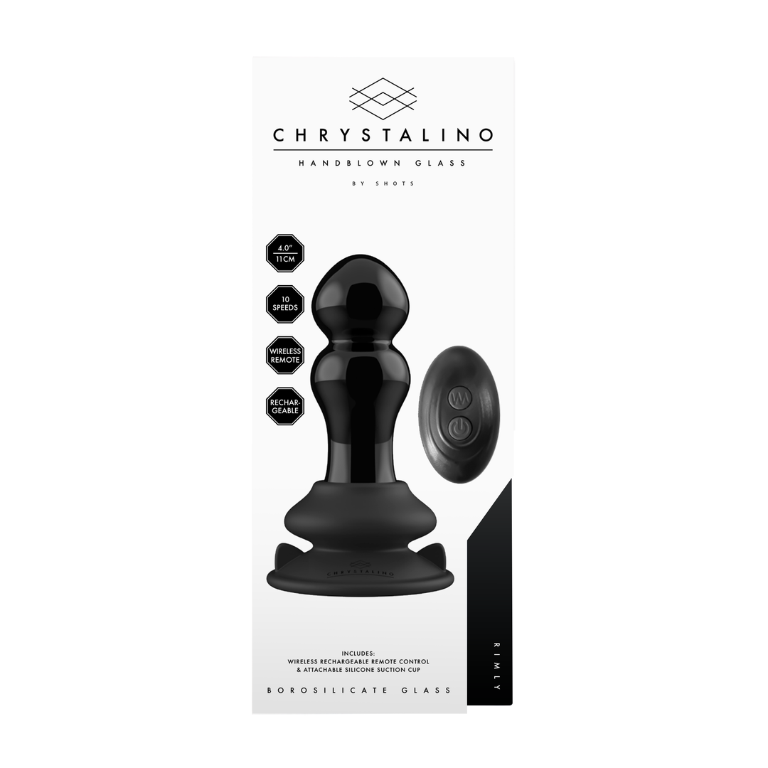 Rimly - Vibrating Glass Butt Plug mit Saugnapf
