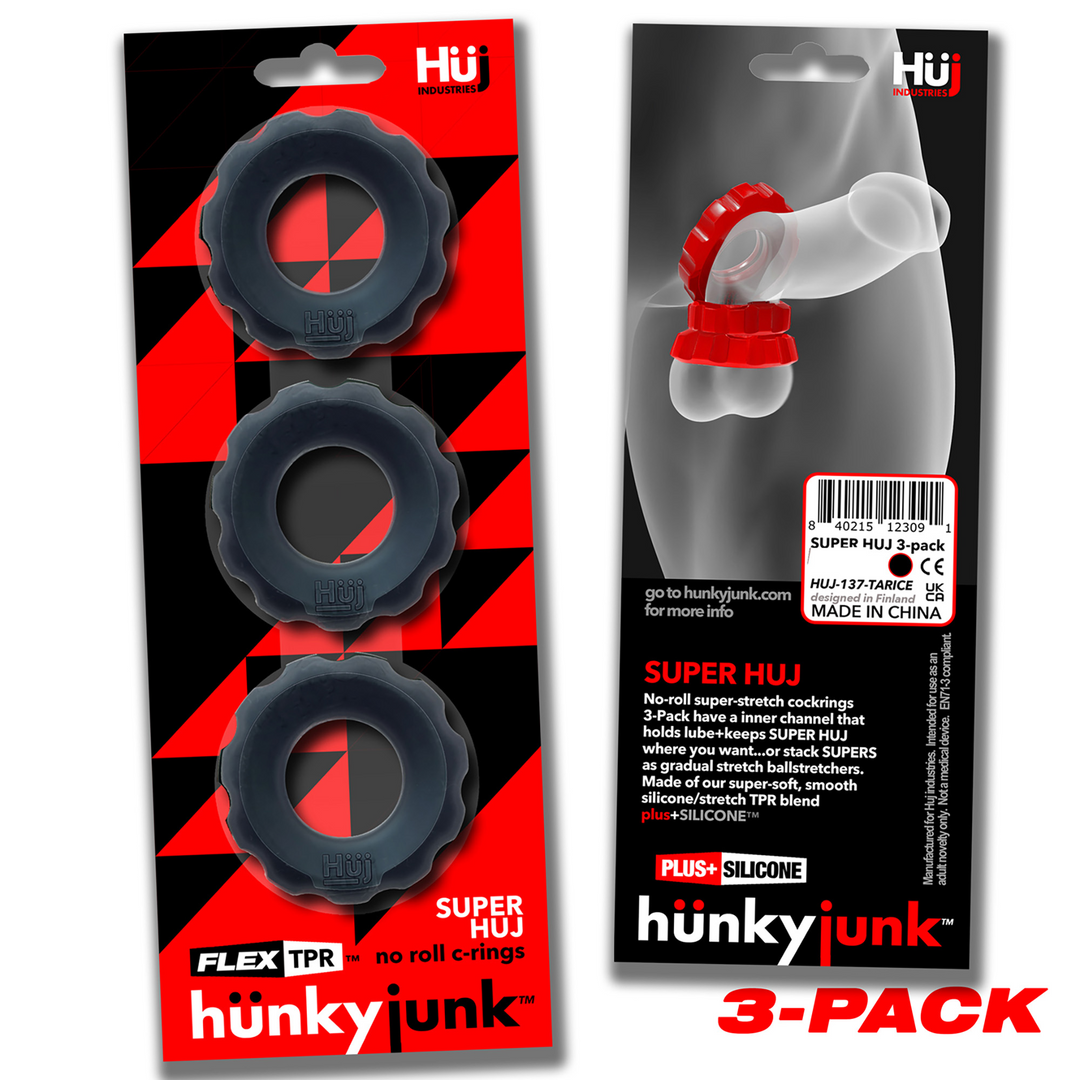 Super Huj - 3er-Pack Dehnbare Cockringe - Tar Ice