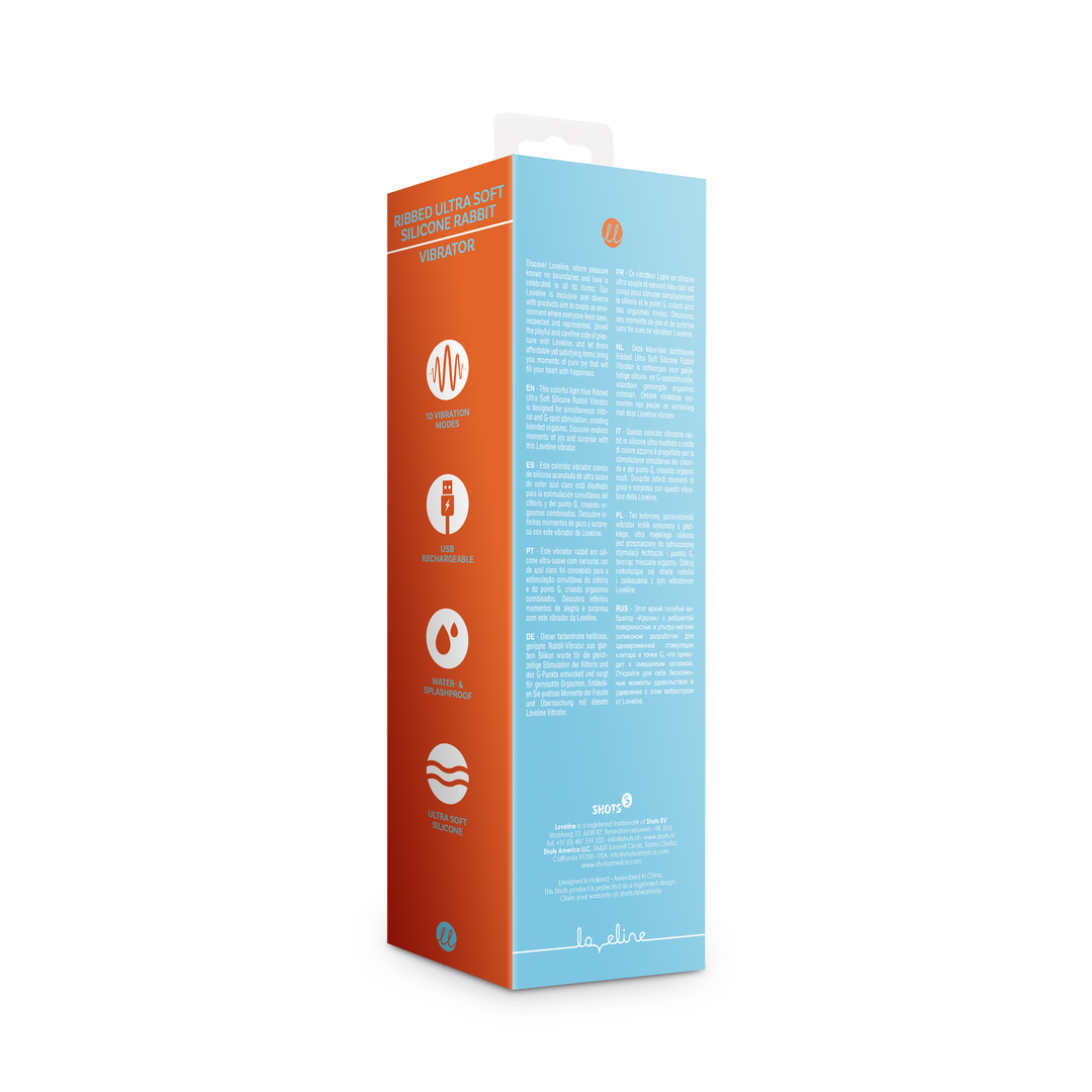 Rippelnd Ultra Soft Silikon Kaninchen Vibrator - Gletscherblau