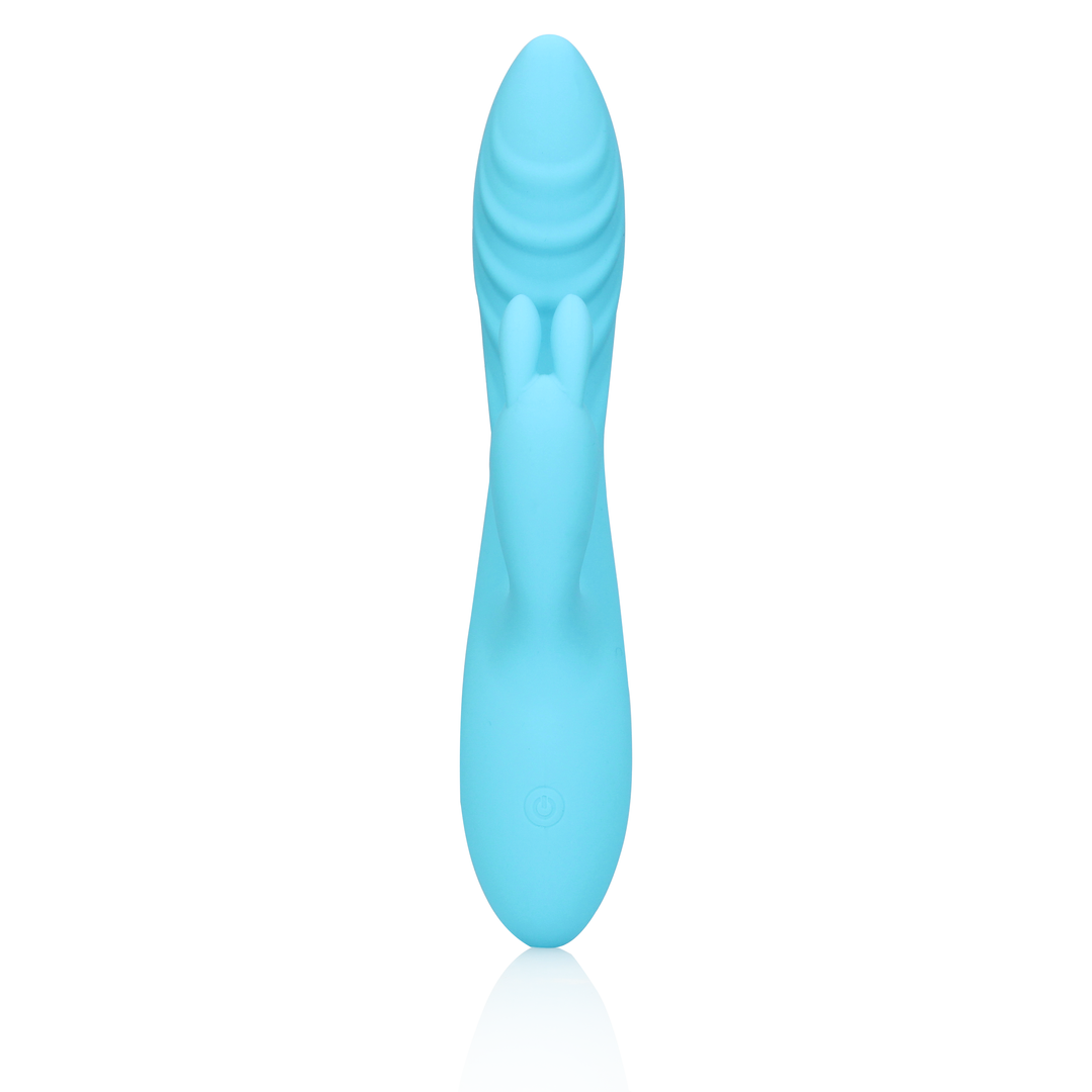 Rippelnd Ultra Soft Silikon Kaninchen Vibrator - Gletscherblau