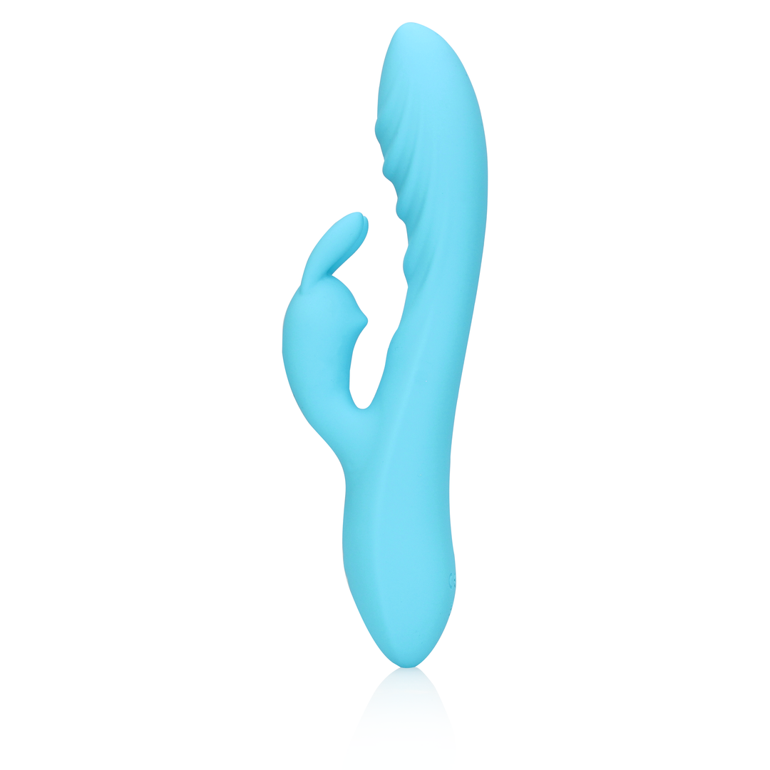 Rippelnd Ultra Soft Silikon Kaninchen Vibrator - Gletscherblau