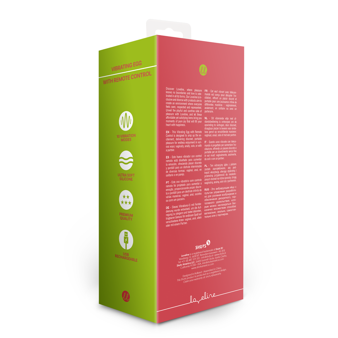 Vibrating Egg mit Remote Control - Strawberry Red