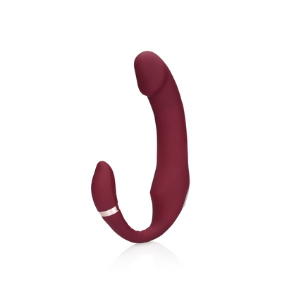 Biegsamer vibrierender halterloser Strap-on Vibrator - Merlot Grape