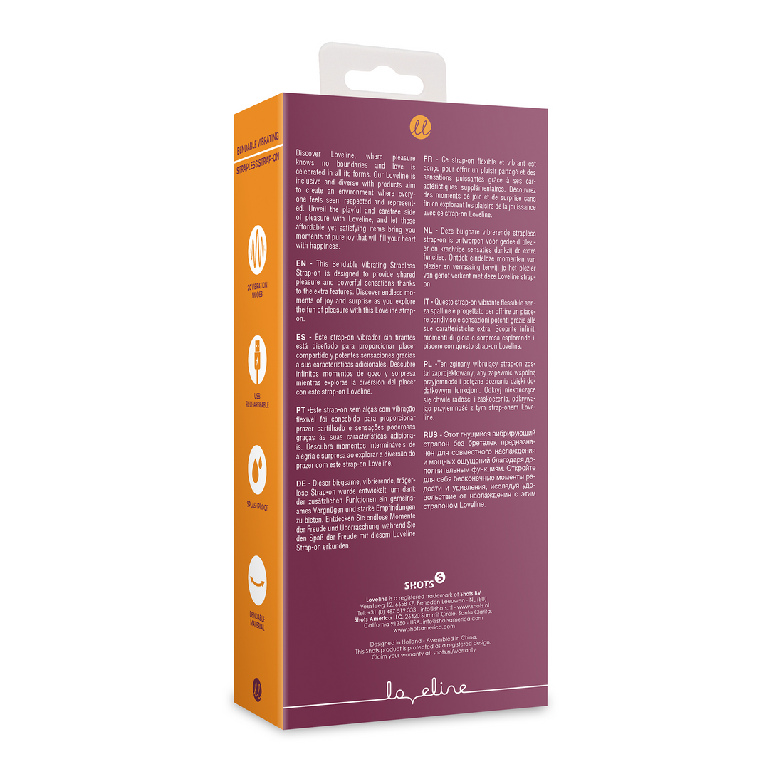 Biegsamer vibrierender halterloser Strap-on Vibrator - Merlot Grape