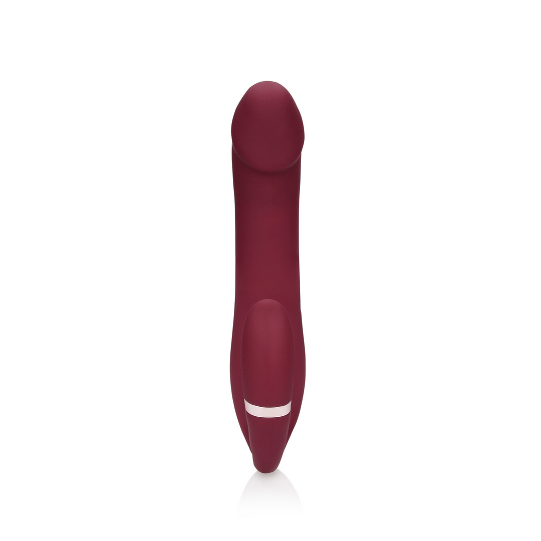 Biegsamer vibrierender halterloser Strap-on Vibrator - Merlot Grape