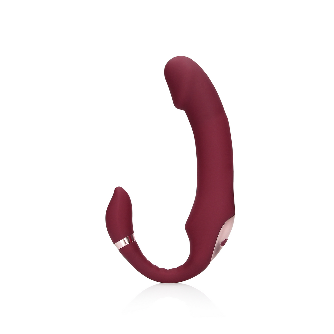 Biegsamer vibrierender halterloser Strap-on Vibrator - Merlot Grape