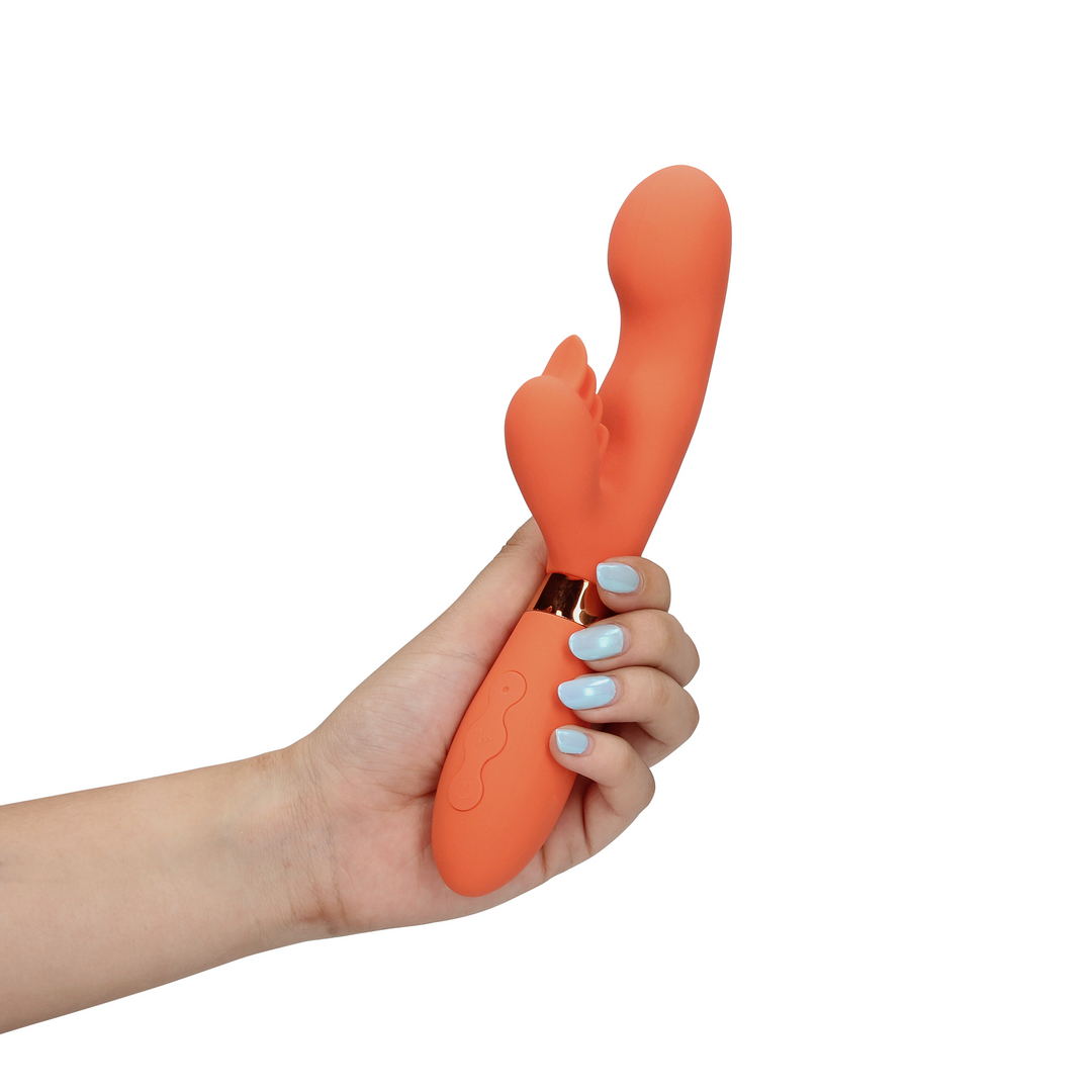 Silikon Rabbit Vibrator mit aufgefächerten klitoralen Stimulatoren - Glazed Carrots
