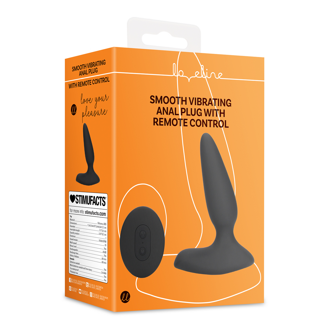 Glatter vibrierender Anal Plug mit Fernsteuerung - Licorice Black