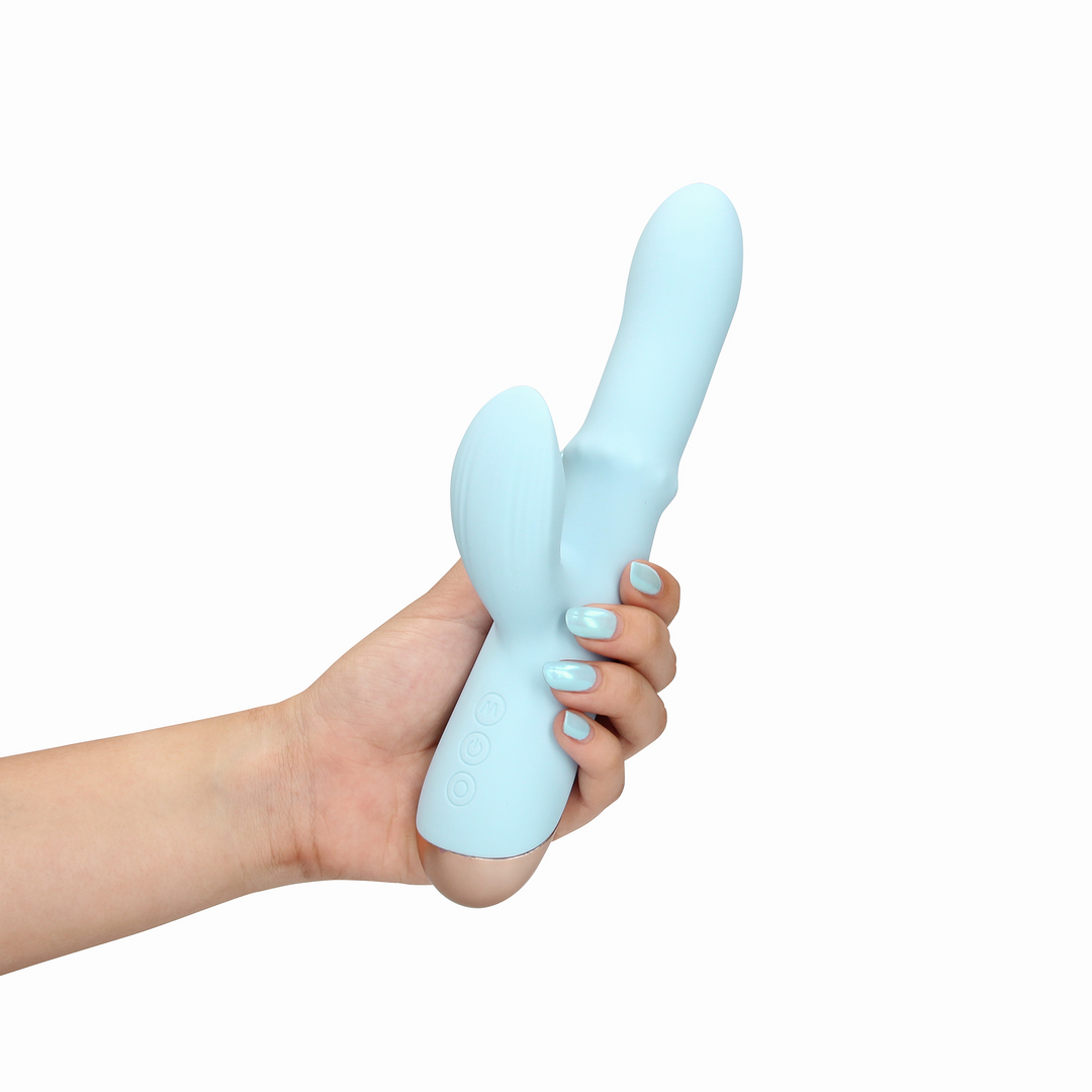 Pulswellen Vibrator mit auf- und ab bewegten Ringen - Arctic Blue