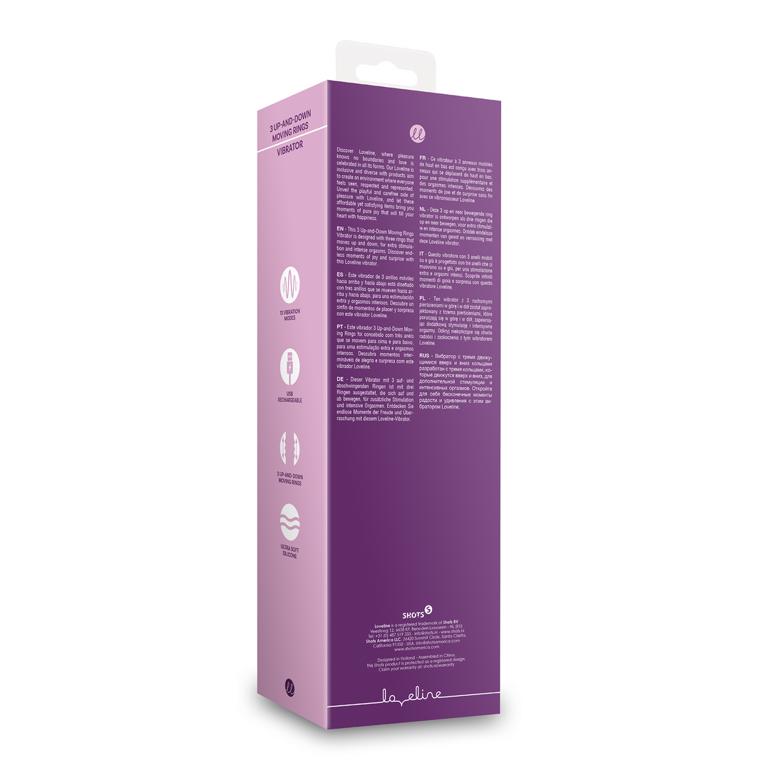 Vibrator mit 3 auf- und ab bewegten Ringen - Orchidee Purple