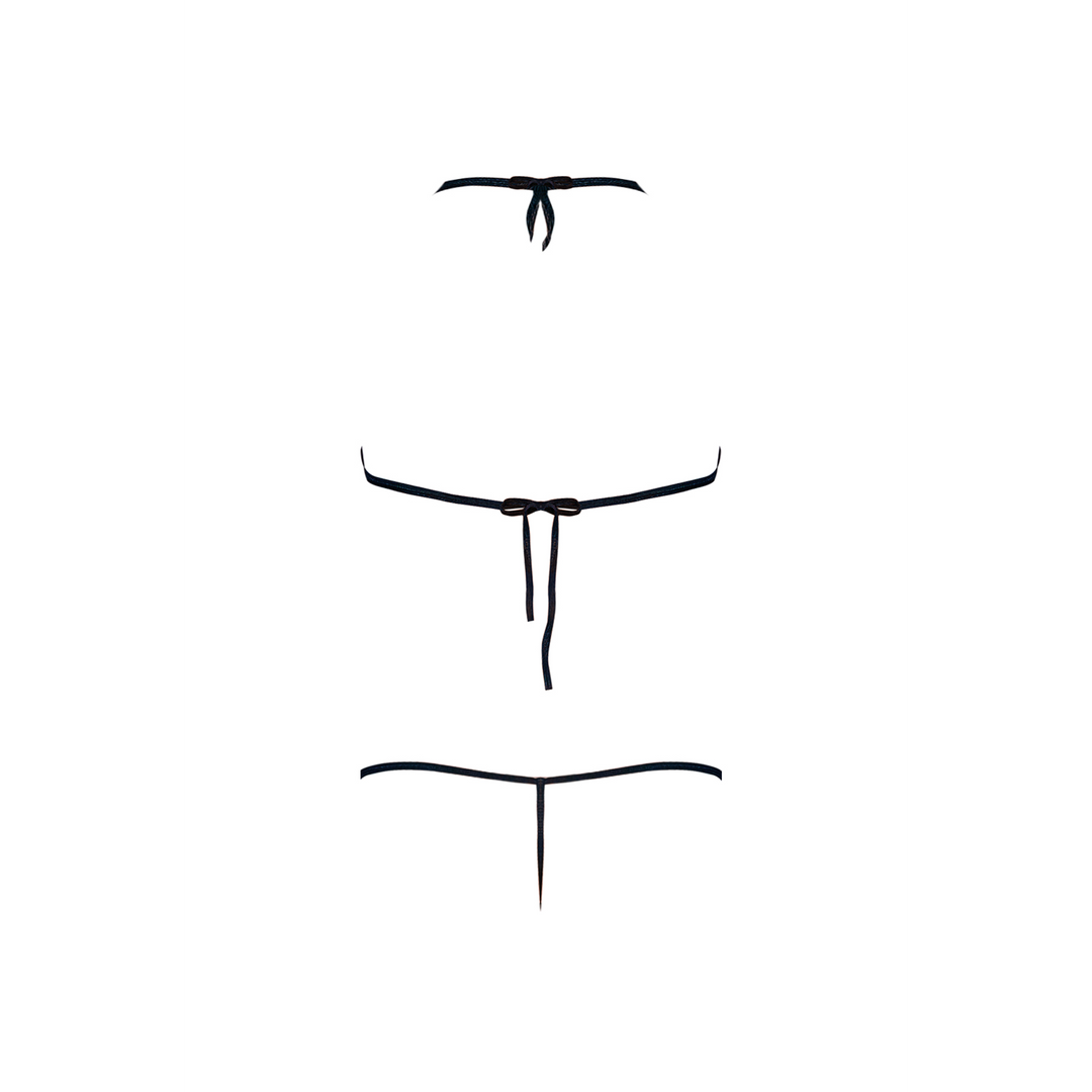 BH und G-String Set mit Trägern - L/XL - Schwarz