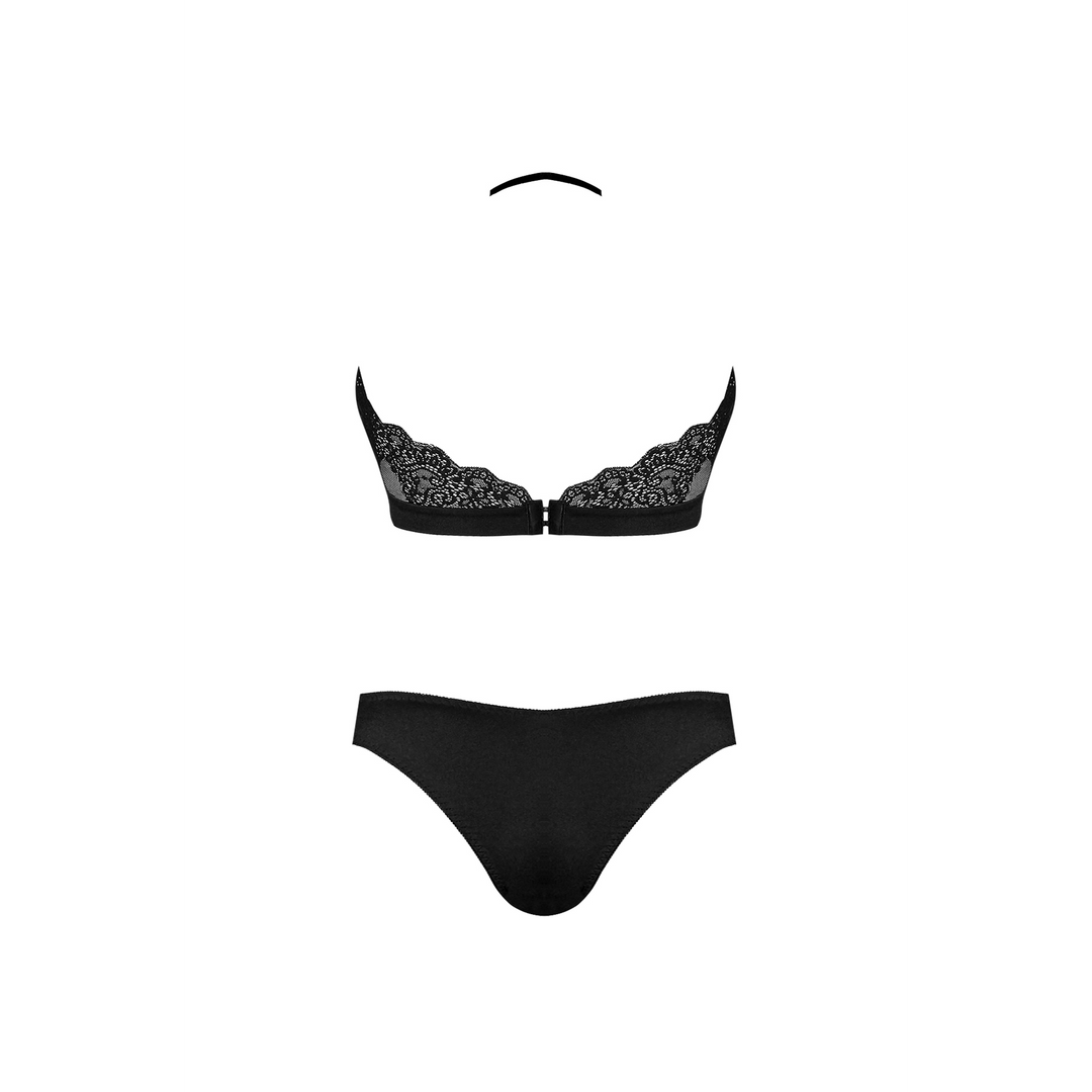 Halter Bandeaux und Panty Set - 2X - Schwarz