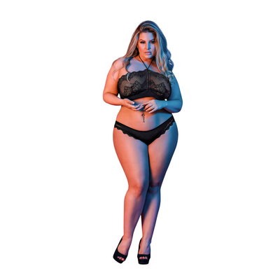 Halter Bandeaux und Panty Set - 2X - Schwarz