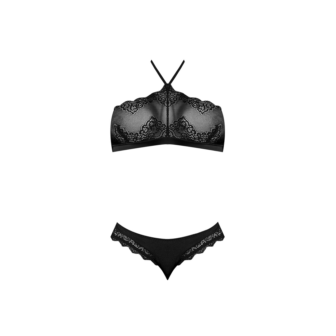 Halter Bandeaux und Panty Set - S/M - Schwarz