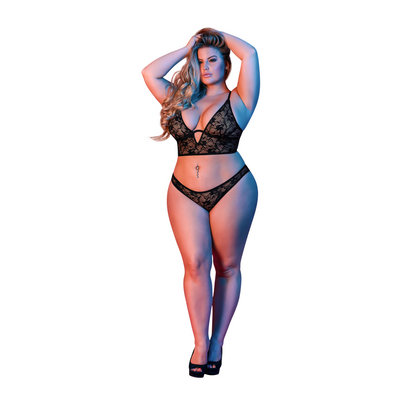 Unterwired Bralette und Panty Set - 2X - Schwarz