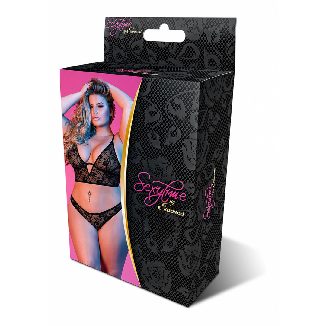 Unterwired Bralette und Panty Set - 2X - Schwarz