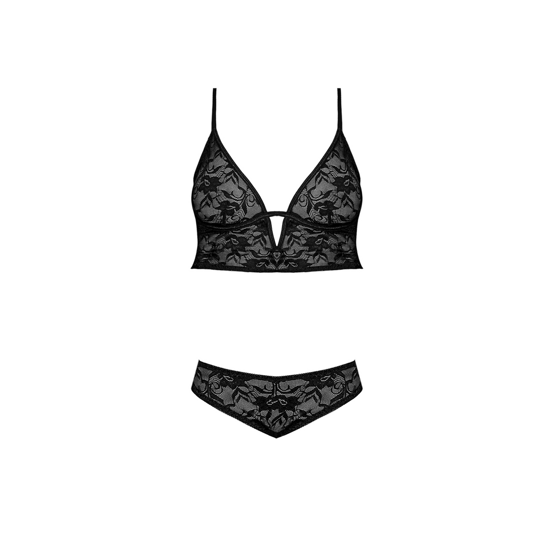 Unterwired Bralette und Panty Set - S/M - Schwarz