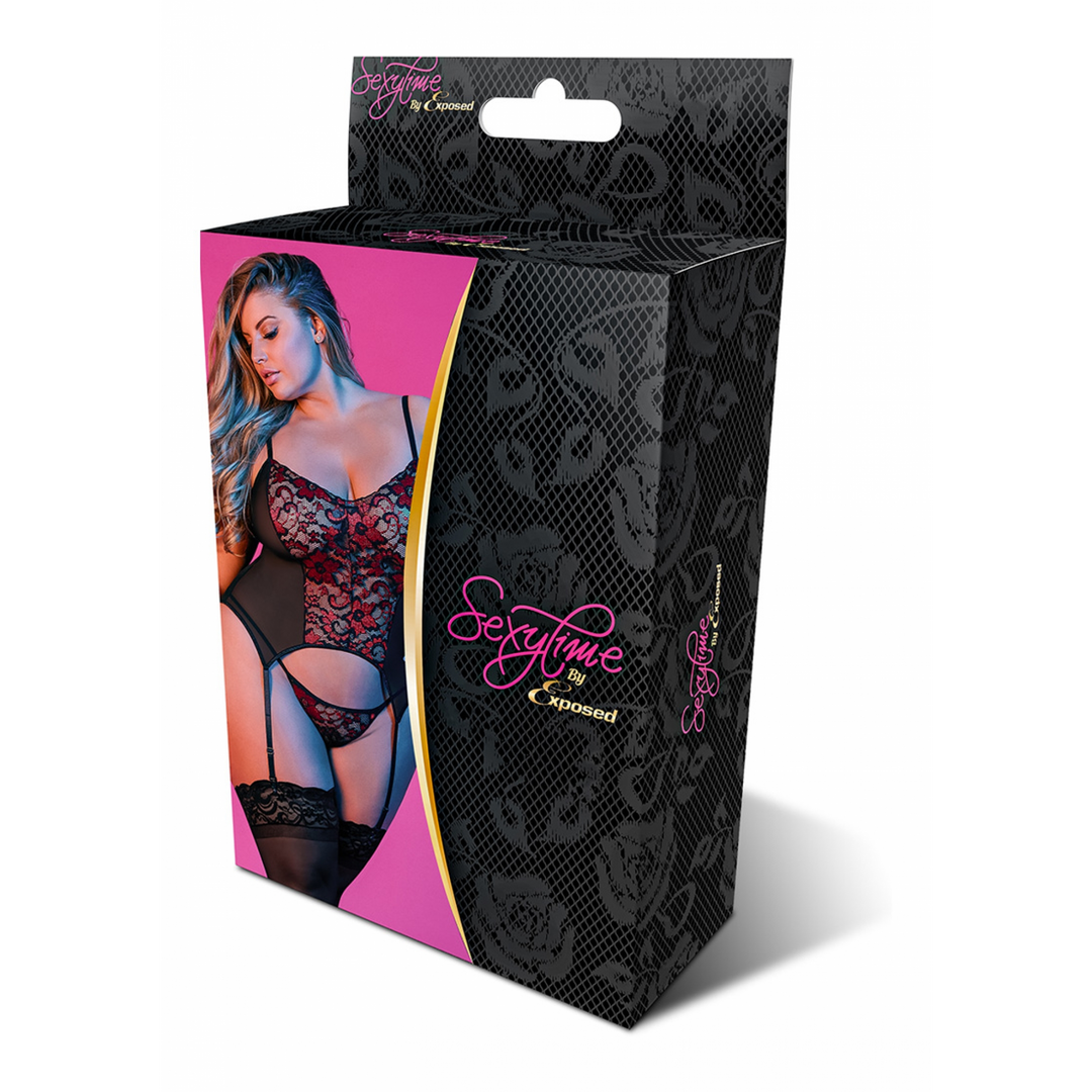 Merry Widow und G-String Set - 2X - Schwarz