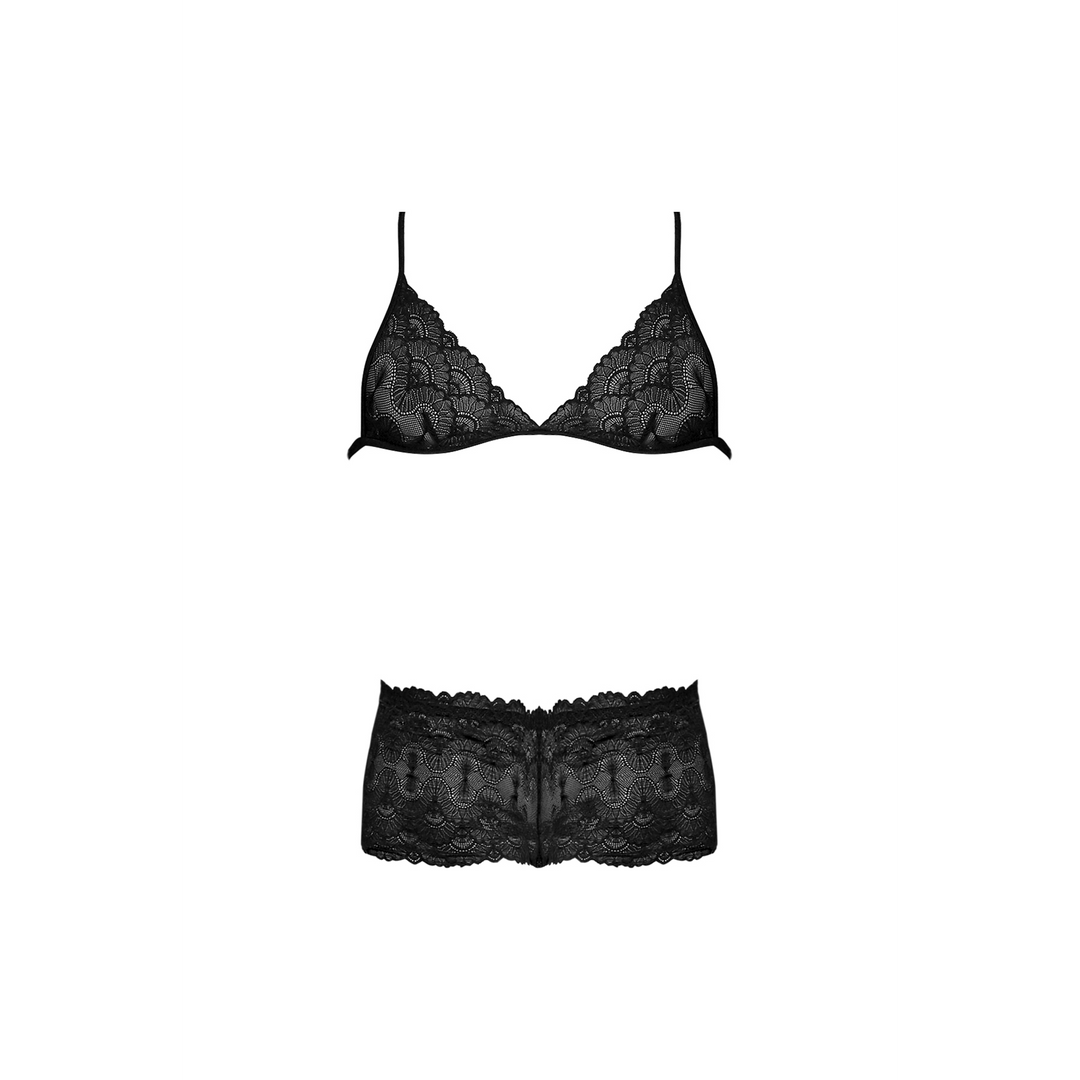Dreieck-BH und freche Unterhose Set - S/M - Schwarz