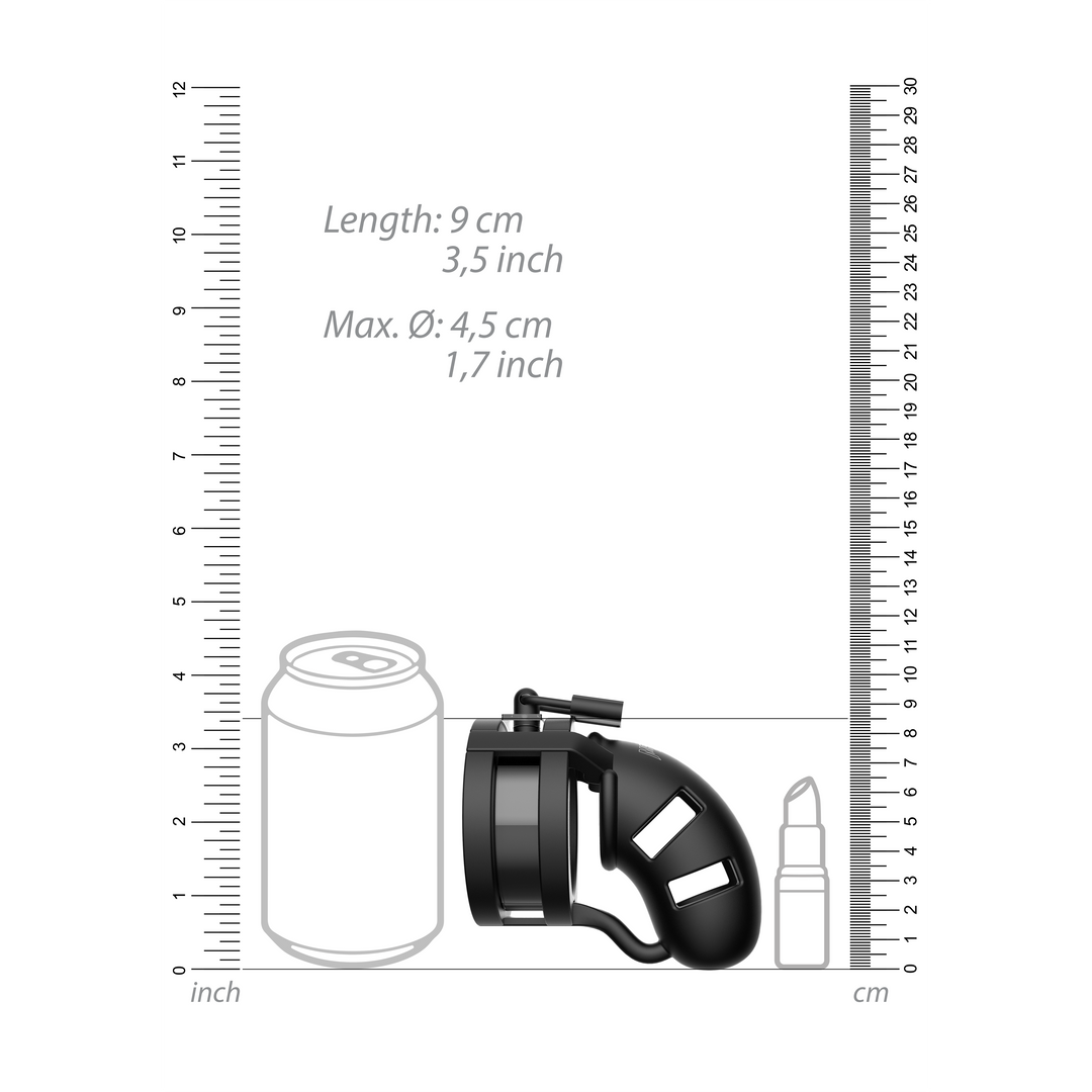 Modell 18 Keuschheitscockkäfig mit Ballsplitter - 3,5 / 9 cm