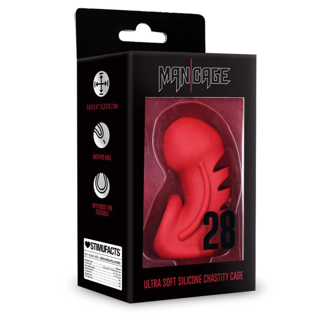 Modell 28 - Ultra Soft Silikon Keuschheitskäfig - Rot