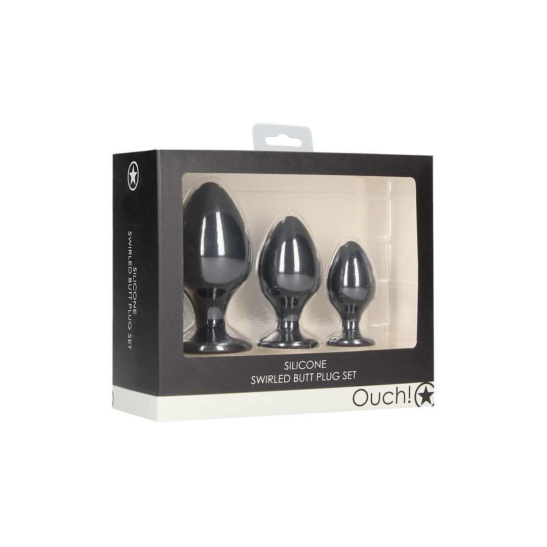 Swirled Butt Plug Set - Schwarz