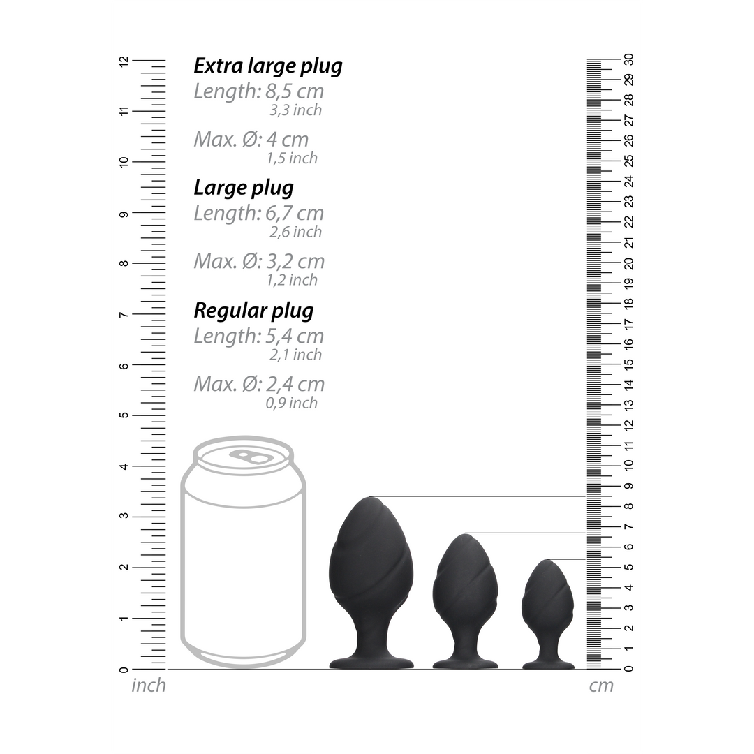 Swirled Butt Plug Set - Schwarz