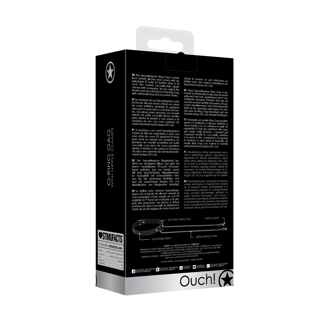 O-Ring Ball Gag mit Nippelklemmen