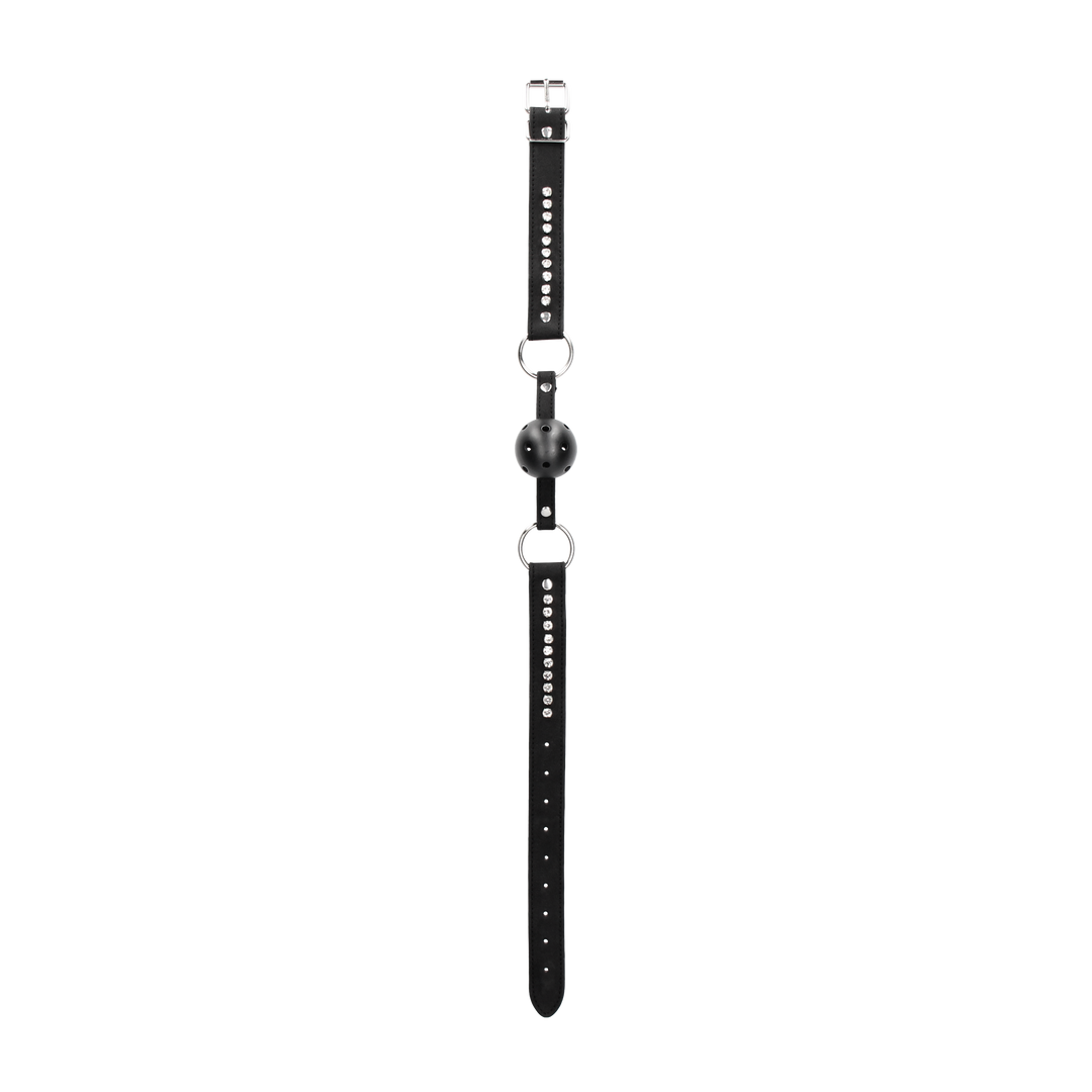 Atmungsaktiver Ballknebel mit diamantbesetzten Riemen