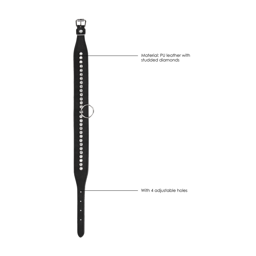Diamantbesetztes Halsband mit Leine