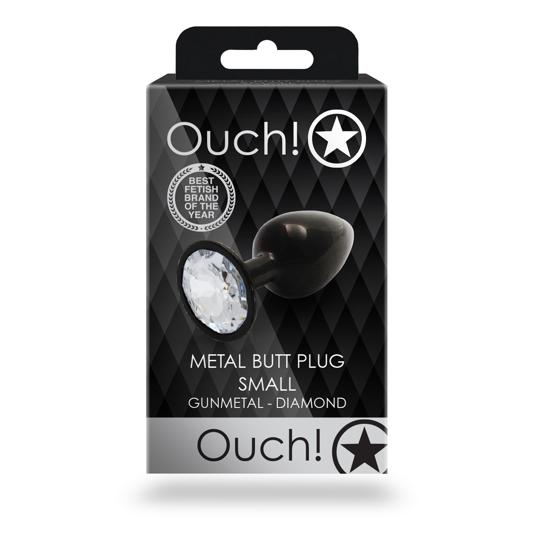 Runde Edelstein Analplug - Klein - Gunmetal/Diamant